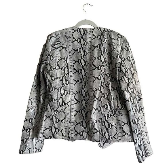 Lusso Leather womans grey snake print leather jacket size M - Picture 7 of 10